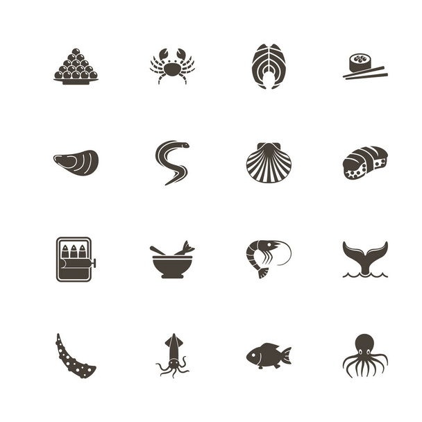 Sea Food - Flat Vector Icons - Vector, Image
