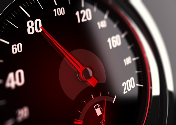 Compteur de vitesse, Limite de vitesse à 80 km / h
 - Photo, image