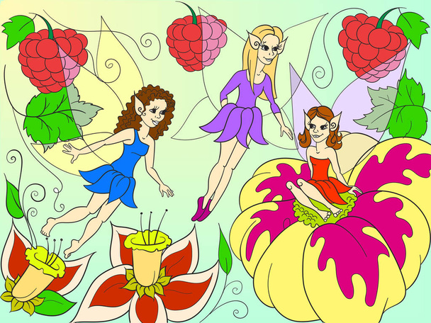 Fairy-tale world of fairy color book for children cartoon illustration
. - Вектор,изображение