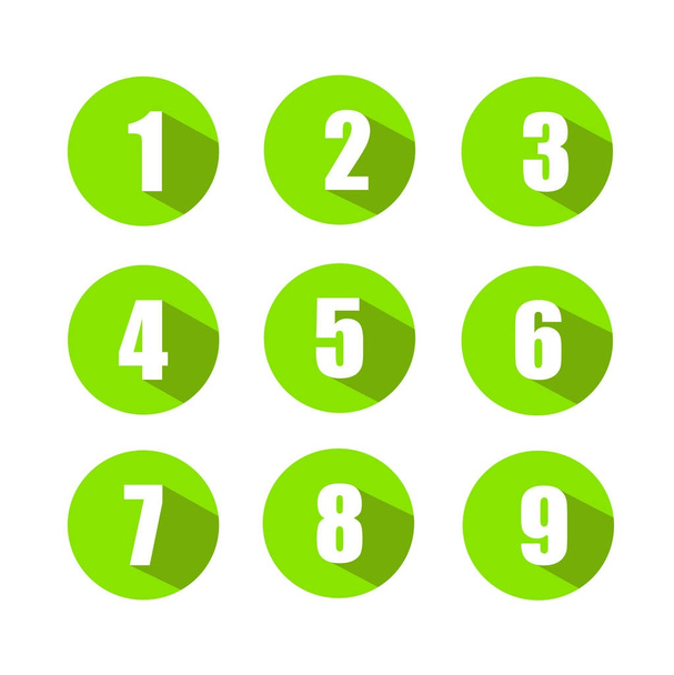 Illustration von neun bunten Zahlensymbolen auf weißem Hintergrund - Vektor, Bild
