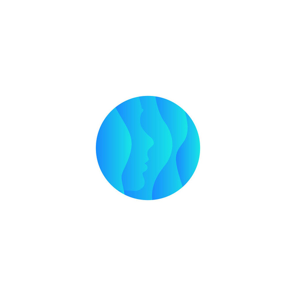 Abstract waving round shape, blue face with water waves vector logo template. - ベクター画像
