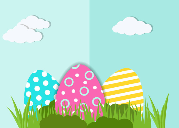 Happy Easter greeting card. A realistic vector image that simulates paper cut - Vector, Image