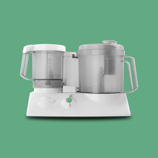 Home appliance - Food processor isolated green background - Fotó, kép