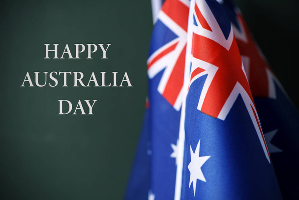 flags of australia and text happy australia day - Photo, Image