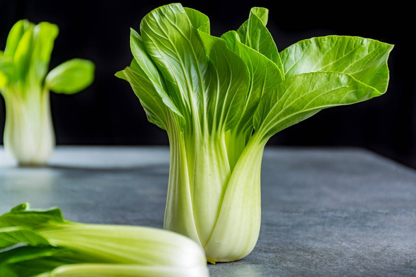 Fresh raw green baby Bok choy or pak choi Chinese cabbage - Фото, изображение