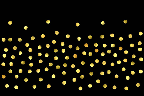 Golden confetti isolated on black background. - Vector, Image