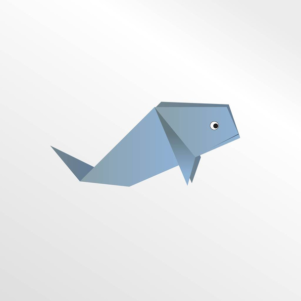 Origami whale paper art illustration - Photo, Image