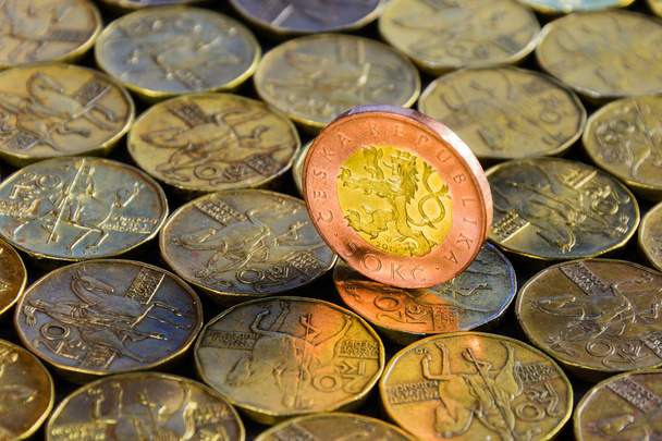 viele metallische tschechische Münzen - Foto, Bild