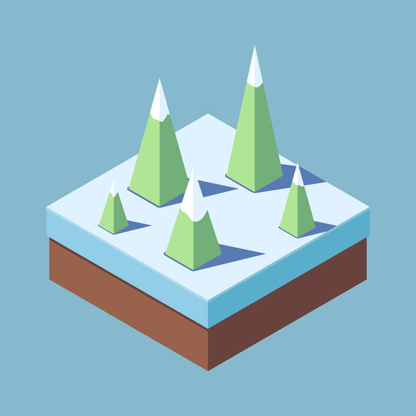 Concept illustration of a Christmas tree in winter isolated on a blue background - Vector, Image