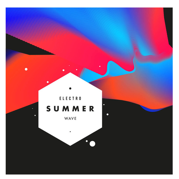 Electronic music festival and electro summer wave poster. Club party Poster design. Abstract gradients and waves music background. - Vector, Image