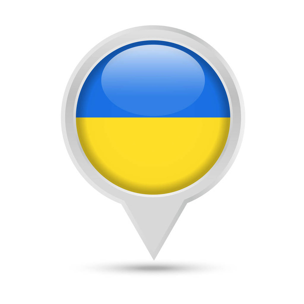 Ukraine Flag Round Pin Vector Icon - Vector, Image