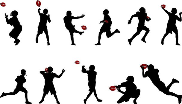 American football silhouettes - Vector, Image