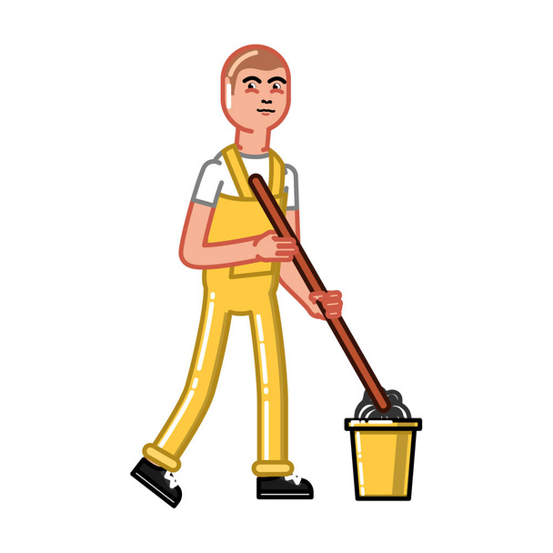 Cleaning service man - Вектор,изображение