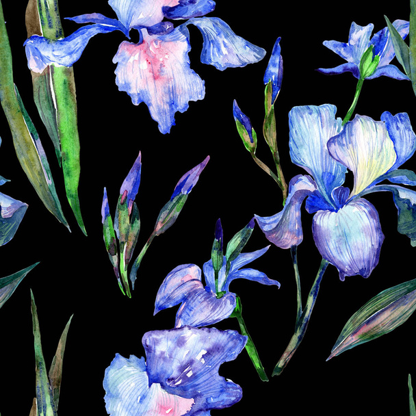Patrón de flores de iris de flor silvestre en un estilo de acuarela
. - Foto, imagen