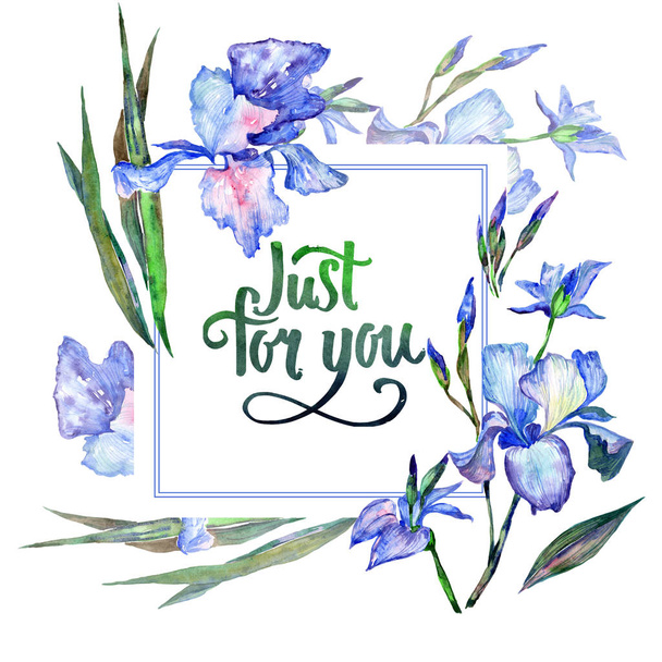 Wildflower iris květiny rámec ve stylu akvarelu. - Fotografie, Obrázek
