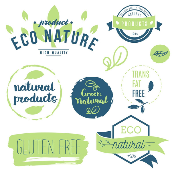 Taze, organik, gluten ücretsiz, %100 biyolojik, üstün kaliteli, yerel olarak  - Vektör, Görsel