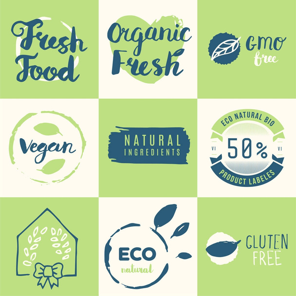 Vektorová grafika „Logo Vector set of natural, organic, tree, beauty, Logo  collection of design elements for fresh food and healthy products.“ ze  služby Stock