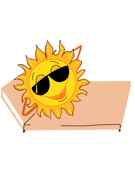 cute sun smiling and happy illustration drawing cartoon and white background - Photo, Image