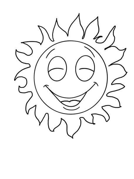 漫画と白背景を描画かわいい太陽の笑顔と幸せの図 - 写真・画像