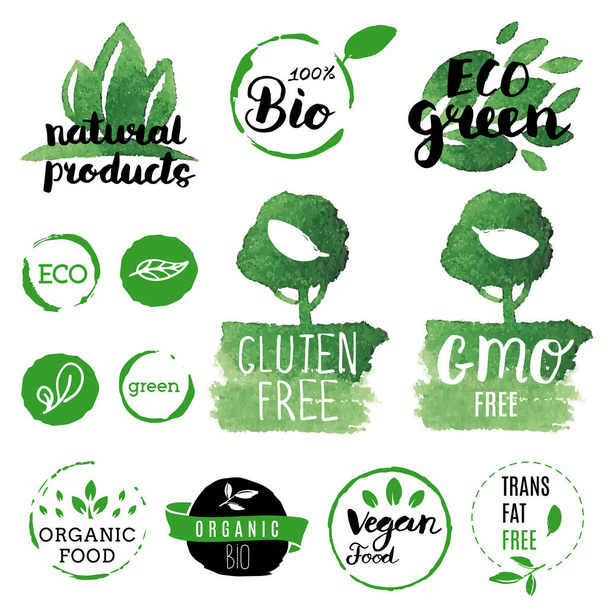 Fresh, organic, gluten free, 100% bio, premium quality, locally  - Vector, Image