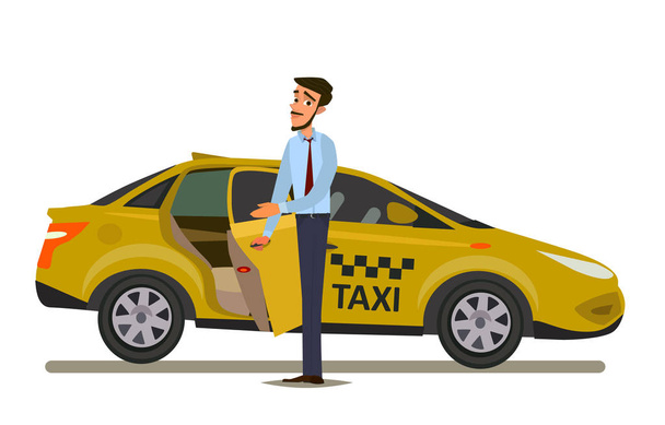 Концепция таксиста. Автомобиль, транспорт, транспорт, символ передачи или значок. Векторная иллюстрация
 - Вектор,изображение
