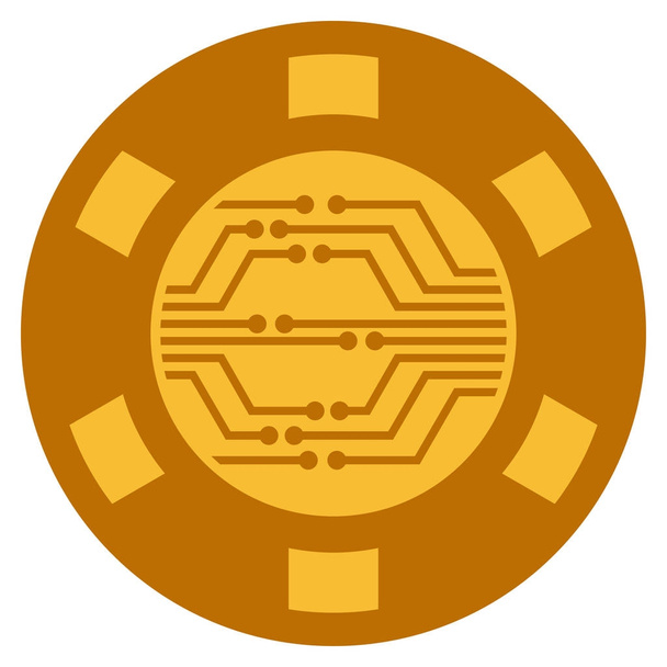 Casino Chip Circuit Flat Icon - Vector, Image