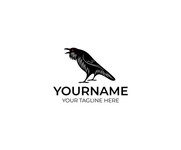Шаблон логотипа вороны. Векторный дизайн ворона. Иллюстрация птиц
 - Вектор,изображение