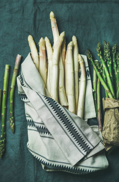 Fresh green and white asparagus - Photo, image