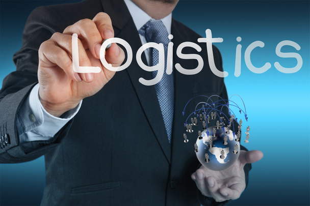 businessman shows logistics diagram as concept - Zdjęcie, obraz