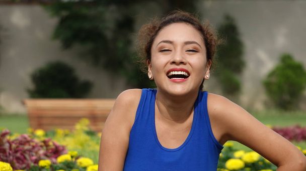 Young Female And Laughter - 写真・画像
