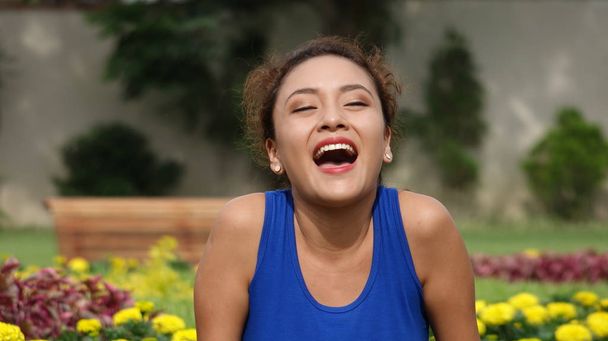 Een persoon lachen - Foto, afbeelding