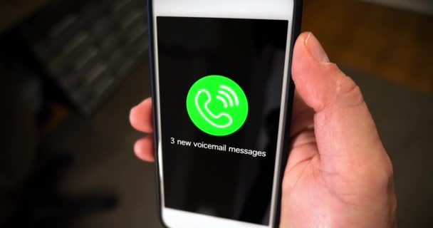 Closeup Tela de notificação de smartphone Novo Voicemail
 - Filmagem, Vídeo