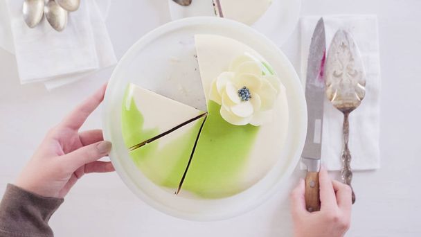 Mousse cake with mirror glaze - Fotoğraf, Görsel