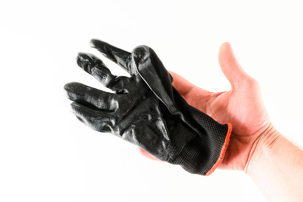 Detailní záběr pracovní rukavice objekt na bílém pozadí - Fotografie, Obrázek