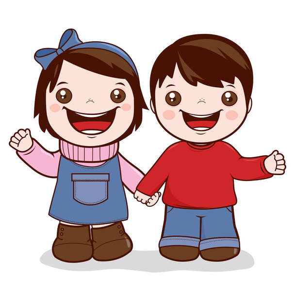 Little girl and boy holding hands - Vector, Image