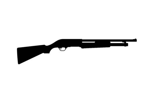 Silhouette noire de fusil de chasse sur fond blanc. Armes de police et de l'armée
 - Vecteur, image