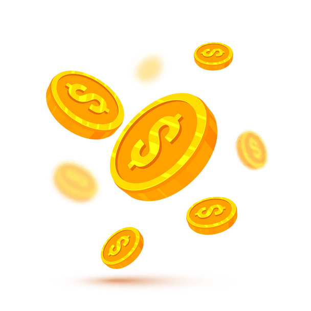 Golden dollar coins,cryptocurrecy concept. - Vektör, Görsel