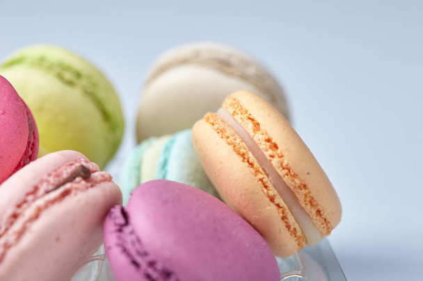 pile of tasty colorful macaroons, close-up  - Photo, Image