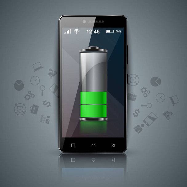 Gadget digital, tableta de teléfonos inteligentes, icono de la batería. Infografía empresarial
 - Vector, imagen