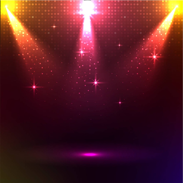 Disco lights on shiny backgound. - Vector, Imagen