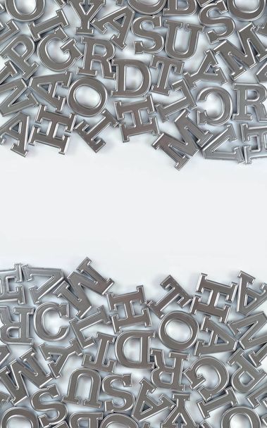 Silver alphabet letters on a white - Photo, Image