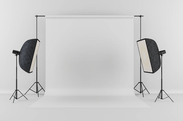 3d studio setup with white background - Foto, immagini