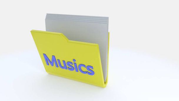 Символ папки с музыкой, 3D рендеринг
 - Фото, изображение