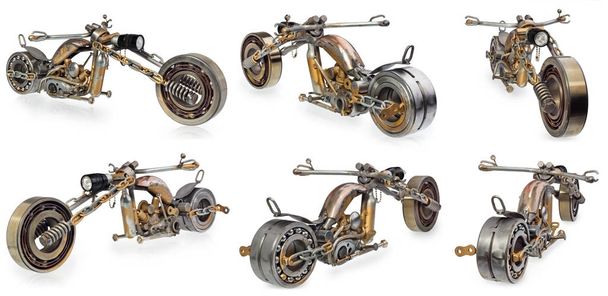 Ręcznie robione motocykl, chopper, cruiser, składa się z metalowych części, b - Zdjęcie, obraz