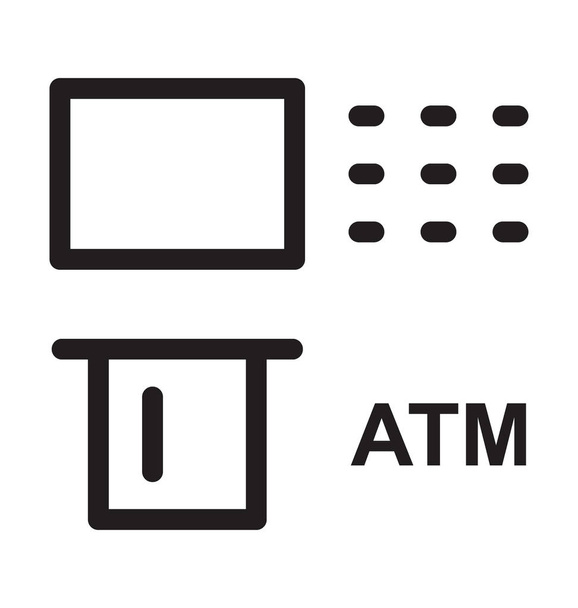 Atm Machine Vector Outline Icon - Вектор,изображение