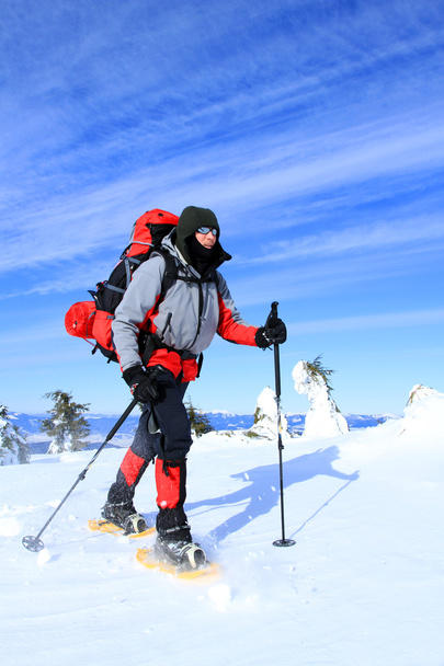 Winter hiking in snowshoes. - Photo, Image
