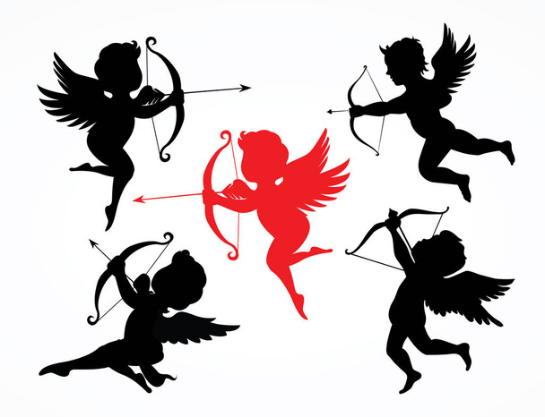 Cupidon rouge avec arc et flèche illustration
 - Vecteur, image
