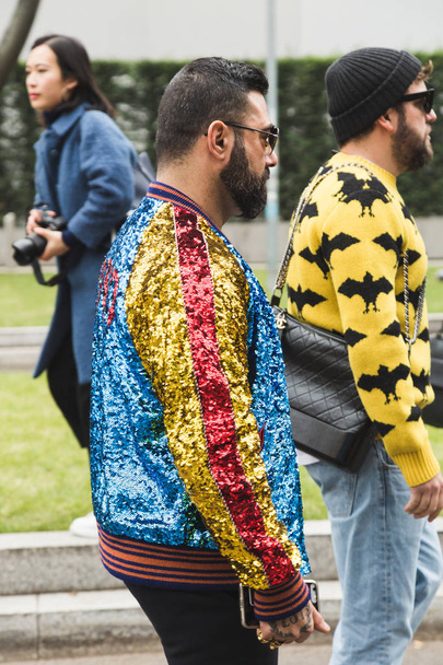Fashionable people posing during Milan Men's Fashion Week - Foto, afbeelding