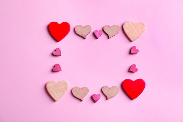 Frame made of hearts on color background - Fotografie, Obrázek