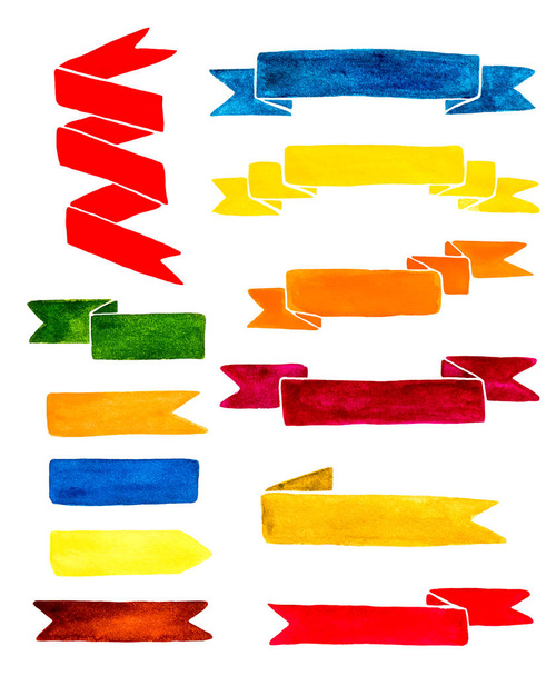 Rubans aquarelle colorés isolés sur fond blanc
 - Photo, image